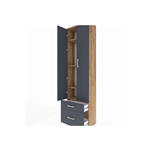 Arges Dolap 4 Raflı 2 Çekmeceli 2 Kapaklı 60x30x221 Çam-antrasit