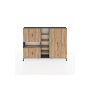 Arges Dolap 13 Raflı 6 Kapaklı 220x30x163 Antrasit-çam