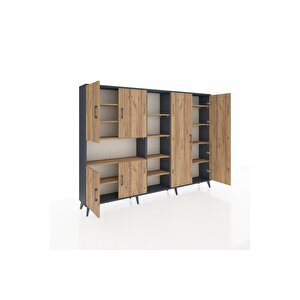 Arges Dolap 13 Raflı 6 Kapaklı 220x30x163 Antrasit-çam