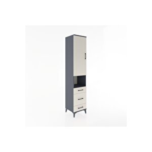 Hyperion Dolap 4 Raflı 3 Çekmeceli Tek Kapaklı 44x44x221 Antrasit-aytaşı