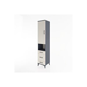 Hyperion Dolap 4 Raflı 3 Çekmeceli Tek Kapaklı 44x44x221 Antrasit-aytaşı