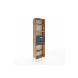 Arges Dolap 4 Raflı 2 Çekmeceli 60x30x221 Çam-antrasit