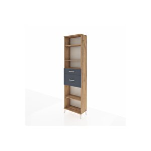 Arges Dolap 4 Raflı 2 Çekmeceli 60x30x221 Çam-antrasit