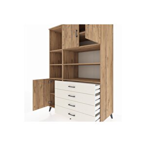 Kronos Dolap 8 Raflı 4 Çekmeceli 3 Kapaklı 132x59x195 Çam-çam/aytaşı