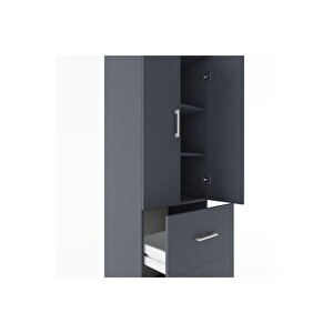 Hyperion Dolap 3 Raflı 2 Çekmeceli 2 Kapaklı 60x44x182 Antrasit-antrasit
