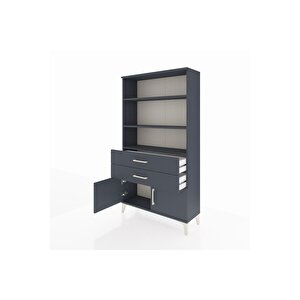 Arges Dolap 3 Raflı 2 Çekmeceli 2 Kapaklı 88x30x163 Antrasit-antrasit