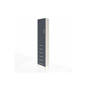 Arges Dolap 3 Raflı 6 Çekmeceli Tek Kapaklı 44x30x221 Aytaşı-antrasit