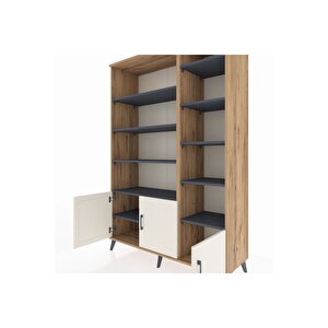 Hyperion Dolap 10 Raflı 3 Kapaklı 132x44x195 Çam-aytaşı/antrasit