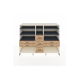 Kronos Dolap 8 Raflı 7 Çekmeceli  220x59x163 Aytaşı-antrasit/çam