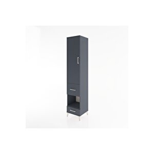 Hyperion Dolap 4 Raflı 2 Çekmeceli Tek Kapaklı 44x44x221 Antrasit-antrasit