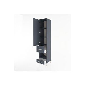Hyperion Dolap 4 Raflı 2 Çekmeceli Tek Kapaklı 44x44x221 Antrasit-antrasit