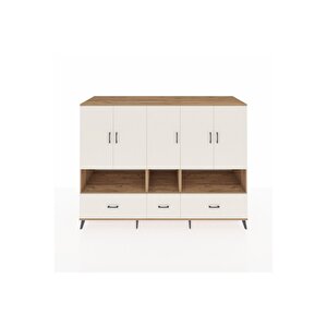 Kronos Dolap 12 Raflı 3 Çekmeceli 5 Kapaklı 220x59x163 Çam-aytaşı