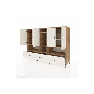 Kronos Dolap 12 Raflı 3 Çekmeceli 5 Kapaklı 220x59x163 Çam-aytaşı