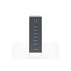 Kronos Dolap Tek Raflı 7 Çekmeceli 2 Kapaklı 60x59x182 Aytaşı-antrasit