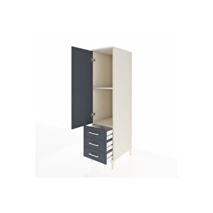 Kronos Dolap 2 Raflı 3 Çekmeceli Tek Kapaklı 44x59x182 Aytaşı-antrasit