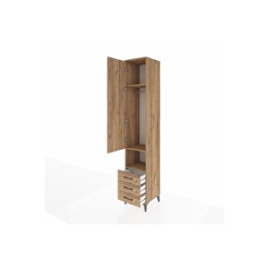 Hyperion Dolap 3 Raflı 3 Çekmeceli Tek Kapaklı 44x44x243 Çam-çam