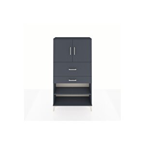 Arges Dolap 3 Raflı 2 Çekmeceli 2 Kapaklı 88x30x163 Antrasit-antrasit