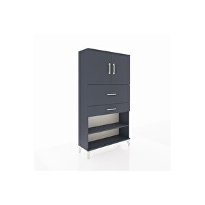 Arges Dolap 3 Raflı 2 Çekmeceli 2 Kapaklı 88x30x163 Antrasit-antrasit