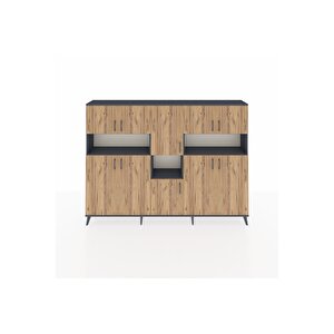 Arges Dolap 14 Raflı 10 Kapaklı 220x30x163 Antrasit-çam/antrasit