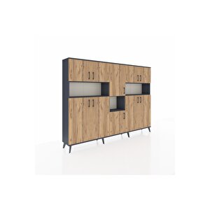 Arges Dolap 14 Raflı 10 Kapaklı 220x30x163 Antrasit-çam/antrasit