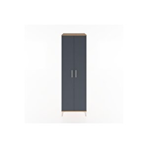 Hyperion Dolap 3 Raflı 2 Kapaklı Tek Askılı 60x44x195 Çam-antrasit