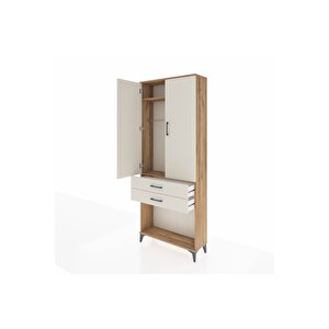 Arges Dolap 2 Raflı 2 Çekmeceli Tek Askılı 88x30x221 Çam-aytaşı