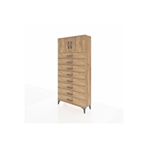 Arges Dolap Tek Raflı 8 Çekmeceli 2 Kapaklı 88x30x182 Çam-çam