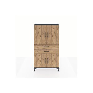 Arges Dolap 3 Raflı 2 Çekmeceli 4 Kapaklı 88x30x163 Antrasit-çam