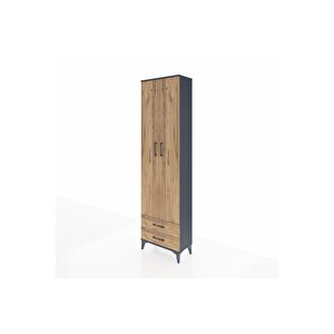 Arges Dolap 3 Raflı 2 Çekmeceli Tek Askılı 60x30x221 Antrasit-çam