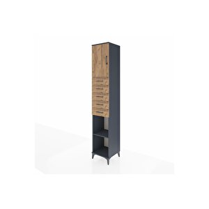 Hyperion Dolap 3 Raflı 5 Çekmeceli Tek Kapaklı 44x44x243 Antrasit-çam