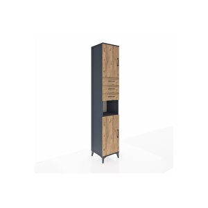 Hyperion Dolap 4 Raflı 3 Çekmeceli 2 Kapaklı 44x44x243 Antrasit-çam