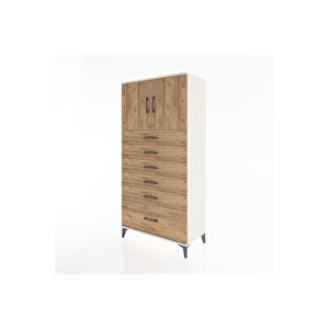 Hyperion Dolap Tek Raflı 6 Çekmeceli 2 Kapaklı 88x44x182 Aytaşı-çam
