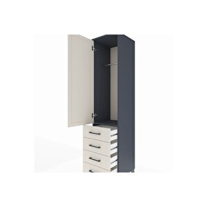 Hyperion Dolap Tek Raflı 4 Çekmeceli Tek Askılı 44x44x195 Antrasit-aytaşı