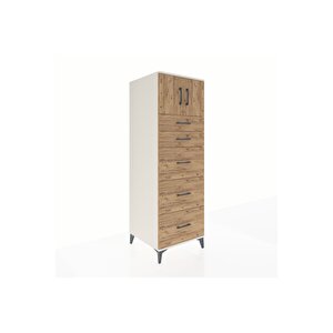 Kronos Dolap Tek Raflı 5 Çekmeceli 2 Kapaklı 60x59x182 Aytaşı-çam