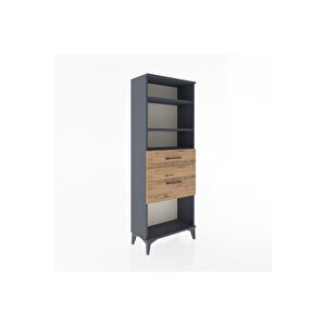 Arges Dolap 3 Raflı 2 Çekmeceli 60x30x163 Antrasit-çam