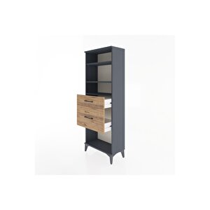 Arges Dolap 3 Raflı 2 Çekmeceli 60x30x163 Antrasit-çam