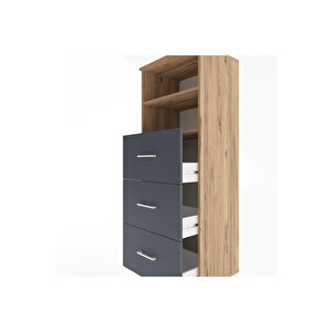 Hyperion Dolap 2 Raflı 3 Çekmeceli 60x44x163 Çam-antrasit