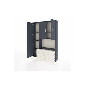 Arges Dolap 6 Raflı 3 Çekmeceli 3 Kapaklı 132x30x195 Antrasit-antrasit/aytaşı