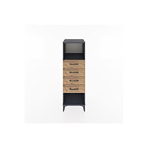 Hyperion Dolap Tek Raflı 4 Çekmeceli 44x44x134 Antrasit-çam