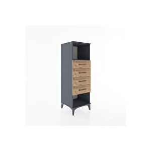 Hyperion Dolap Tek Raflı 4 Çekmeceli 44x44x134 Antrasit-çam