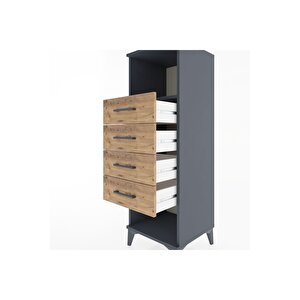 Hyperion Dolap Tek Raflı 4 Çekmeceli 44x44x134 Antrasit-çam
