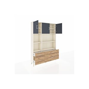 Arges Dolap 8 Raflı 4 Çekmeceli 3 Kapaklı 132x30x195 Aytaşı-antrasit/çam