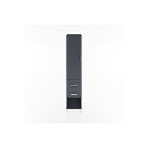 Hyperion Dolap 2 Raflı 2 Çekmeceli Tek Askılı 44x44x221 Antrasit-antrasit