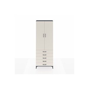 Arges Dolap 4 Raflı 5 Çekmeceli 2 Kapaklı 88x30x243 Antrasit-aytaşı