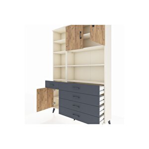 Arges Dolap 9 Raflı 5 Çekmeceli 3 Kapaklı 132x30x195 Aytaşı-çam/antrasit