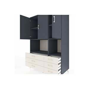 Kronos Dolap 6 Raflı 6 Çekmeceli 3 Kapaklı 132x59x195 Antrasit-antrasit/aytaşı