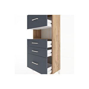 Hyperion Dolap Tek Raflı 4 Çekmeceli 60x44x134 Çam-antrasit