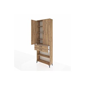 Arges Dolap 5 Raflı 2 Çekmeceli 2 Kapaklı 88x30x243 Çam-çam