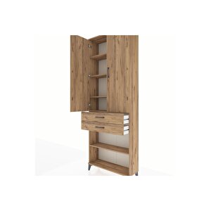 Arges Dolap 5 Raflı 2 Çekmeceli 2 Kapaklı 88x30x243 Çam-çam