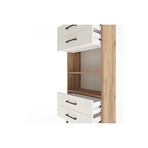Arges Dolap 2 Raflı 4 Çekmeceli 60x30x134 Çam-aytaşı